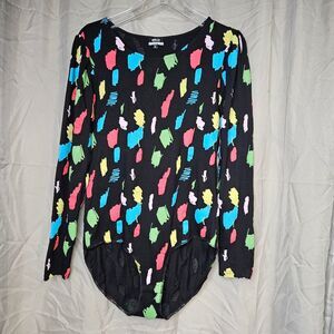 Utenos Agne Kusmickaite Black Play-doh Bold Brushstroke Jersey Stretch Bodysuit